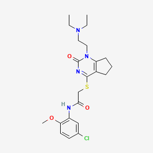 molecular formula C22H29ClN4O3S B2498227 N-(5-chloro-2-methoxyphenyl)-2-((1-(2-(diethylamino)ethyl)-2-oxo-2,5,6,7-tetrahydro-1H-cyclopenta[d]pyrimidin-4-yl)thio)acetamide CAS No. 898445-65-3