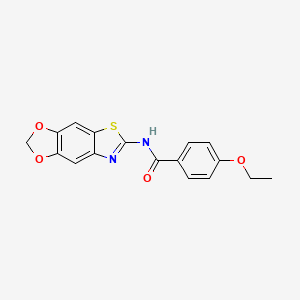 molecular formula C17H14N2O4S B2498237 N-{4,6-dioxa-10-thia-12-azatricyclo[7.3.0.0^{3,7}]dodeca-1(9),2,7,11-tetraen-11-yl}-4-ethoxybenzamide CAS No. 892849-43-3