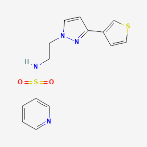 molecular formula C14H14N4O2S2 B2498238 N-(2-(3-(thiophen-3-yl)-1H-pyrazol-1-yl)ethyl)pyridine-3-sulfonamide CAS No. 2034283-34-4