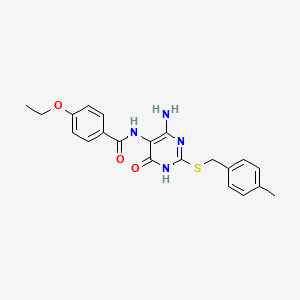 molecular formula C21H22N4O3S B2498239 N-(4-amino-2-((4-methylbenzyl)thio)-6-oxo-1,6-dihydropyrimidin-5-yl)-4-ethoxybenzamide CAS No. 888419-47-4