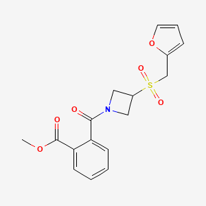 molecular formula C17H17NO6S B2498245 Methyl 2-(3-((furan-2-ylmethyl)sulfonyl)azetidine-1-carbonyl)benzoate CAS No. 1797886-87-3