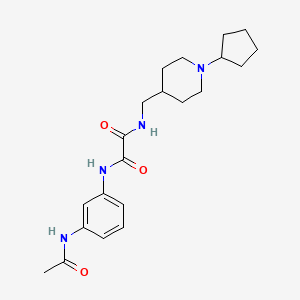 molecular formula C21H30N4O3 B2498252 N-[(1-cyclopentylpiperidin-4-yl)methyl]-N'-(3-acetamidophenyl)ethanediamide CAS No. 953200-74-3