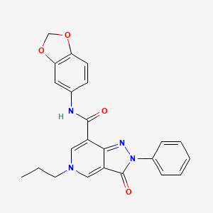 molecular formula C23H20N4O4 B2498258 N-(2H-1,3-benzodioxol-5-yl)-3-oxo-2-phenyl-5-propyl-2H,3H,5H-pyrazolo[4,3-c]pyridine-7-carboxamide CAS No. 921514-59-2