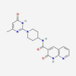 molecular formula C19H20N6O3 B2498259 N-(1-(4-methyl-6-oxo-1,6-dihydropyrimidin-2-yl)piperidin-4-yl)-2-oxo-1,2-dihydro-1,8-naphthyridine-3-carboxamide CAS No. 1903168-94-4
