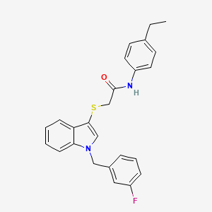 molecular formula C25H23FN2OS B2498260 N-(4-ethylphenyl)-2-({1-[(3-fluorophenyl)methyl]-1H-indol-3-yl}sulfanyl)acetamide CAS No. 851412-33-4