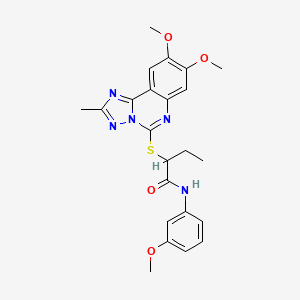 2-((8,9-dimethoxy-2-methyl-[1,2,4]triazolo[1,5-c]quinazolin-5-yl)thio)-N-(3-methoxyphenyl)butanamide