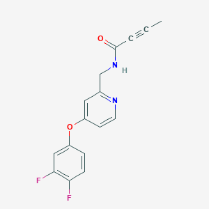 molecular formula C16H12F2N2O2 B2498288 N-[[4-(3,4-Difluorophenoxy)pyridin-2-yl]methyl]but-2-ynamide CAS No. 2411298-20-7