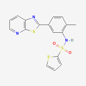 molecular formula C17H13N3O2S3 B2498321 N-(2-methyl-5-(thiazolo[5,4-b]pyridin-2-yl)phenyl)thiophene-2-sulfonamide CAS No. 896679-85-9
