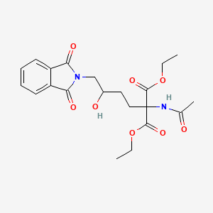 molecular formula C21H26N2O8 B2498326 Diethyl 2-acetamido-2-(4-(1,3-dioxoisoindolin-2-yl)-3-hydroxybutyl)malonate CAS No. 64442-12-2