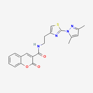 molecular formula C20H18N4O3S B2498331 N-(2-(2-(3,5-dimethyl-1H-pyrazol-1-yl)thiazol-4-yl)ethyl)-2-oxo-2H-chromene-3-carboxamide CAS No. 1421475-62-8
