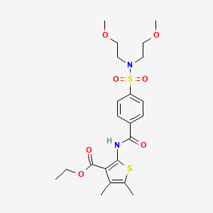 molecular formula C22H30N2O7S2 B2498349 ethyl 2-{4-[bis(2-methoxyethyl)sulfamoyl]benzamido}-4,5-dimethylthiophene-3-carboxylate CAS No. 392290-26-5