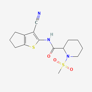 molecular formula C15H19N3O3S2 B2498379 N-{3-cyano-4H,5H,6H-cyclopenta[b]thiophen-2-yl}-1-methanesulfonylpiperidine-2-carboxamide CAS No. 1222336-30-2