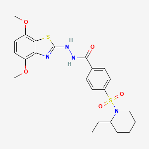 molecular formula C23H28N4O5S2 B2498383 N'-(4,7-dimethoxybenzo[d]thiazol-2-yl)-4-((2-ethylpiperidin-1-yl)sulfonyl)benzohydrazide CAS No. 851988-14-2