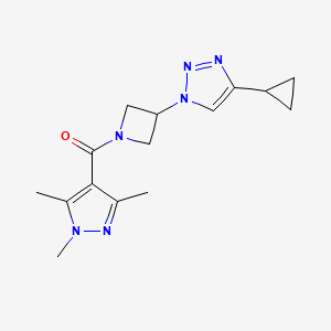 molecular formula C15H20N6O B2498398 (3-(4-cyclopropyl-1H-1,2,3-triazol-1-yl)azetidin-1-yl)(1,3,5-trimethyl-1H-pyrazol-4-yl)methanone CAS No. 2097900-69-9
