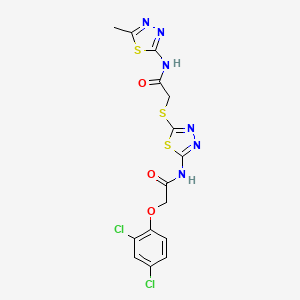 2-(2,4-dichlorophenoxy)-N-[5-[2-[(5-methyl-1,3,4-thiadiazol-2-yl)amino]-2-oxoethyl]sulfanyl-1,3,4-thiadiazol-2-yl]acetamide