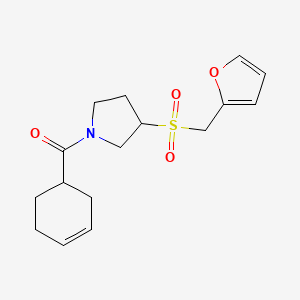 molecular formula C16H21NO4S B2498405 1-(cyclohex-3-ene-1-carbonyl)-3-[(furan-2-yl)methanesulfonyl]pyrrolidine CAS No. 1790198-22-9