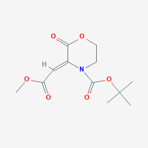 molecular formula C12H17NO6 B2498406 tert-butyl (3Z)-3-(2-methoxy-2-oxoethylidene)-2-oxomorpholine-4-carboxylate CAS No. 477868-60-3