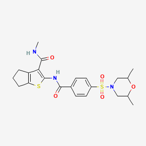 molecular formula C22H27N3O5S2 B2498411 2-(4-((2,6-dimethylmorpholino)sulfonyl)benzamido)-N-methyl-5,6-dihydro-4H-cyclopenta[b]thiophene-3-carboxamide CAS No. 868965-60-0