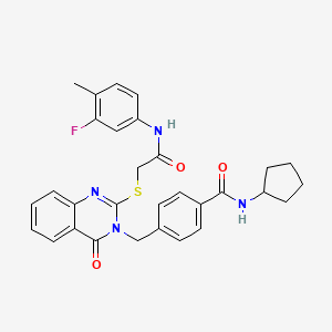 N-cyclopentyl-4-((2-((2-((3-fluoro-4-methylphenyl)amino)-2-oxoethyl)thio)-4-oxoquinazolin-3(4H)-yl)methyl)benzamide