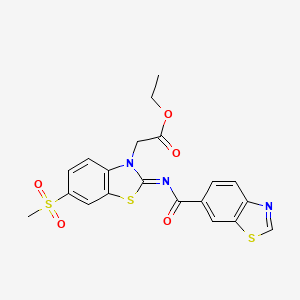 (Z)-ethyl 2-(2-((benzo[d]thiazole-6-carbonyl)imino)-6-(methylsulfonyl)benzo[d]thiazol-3(2H)-yl)acetate