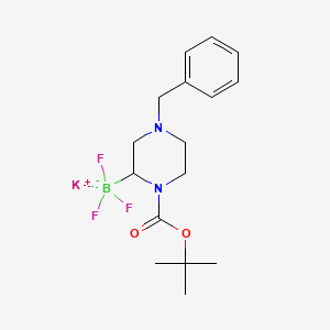 molecular formula C16H23BF3KN2O2 B2498436 Potassium 4-benzyl-1-(tert-butoxycarbonyl)piperazin-2-yltrifluoroborate CAS No. 1684443-08-0