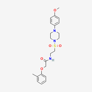 molecular formula C22H29N3O5S B2498446 N-(2-((4-(4-methoxyphenyl)piperazin-1-yl)sulfonyl)ethyl)-2-(o-tolyloxy)acetamide CAS No. 897610-77-4