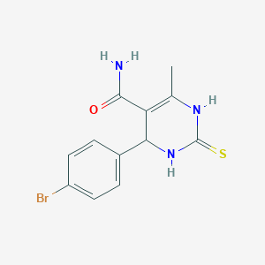 molecular formula C12H12BrN3OS B2498492 4-(4-Bromophenyl)-6-methyl-2-thioxo-1,2,3,4-tetrahydropyrimidine-5-carboxamide CAS No. 867041-67-6