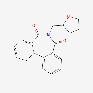 molecular formula C19H17NO3 B2498509 9-[(oxolan-2-yl)methyl]-9-azatricyclo[9.4.0.0^{2,7}]pentadeca-1(11),2(7),3,5,12,14-hexaene-8,10-dione CAS No. 312518-86-8