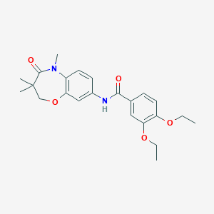 molecular formula C23H28N2O5 B2498531 3,4-diethoxy-N-(3,3,5-trimethyl-4-oxo-2,3,4,5-tetrahydro-1,5-benzoxazepin-8-yl)benzamide CAS No. 921792-56-5