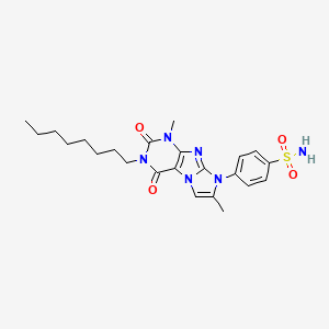 molecular formula C23H30N6O4S B2498533 4-{1,7-dimethyl-3-octyl-2,4-dioxo-1H,2H,3H,4H,8H-imidazo[1,2-g]purin-8-yl}benzene-1-sulfonamide CAS No. 938815-84-0