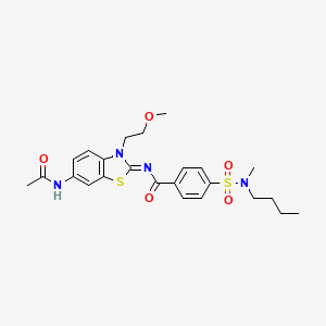 molecular formula C24H30N4O5S2 B2498549 4-[butyl(methyl)sulfamoyl]-N-[(2Z)-6-acetamido-3-(2-methoxyethyl)-2,3-dihydro-1,3-benzothiazol-2-ylidene]benzamide CAS No. 897616-20-5