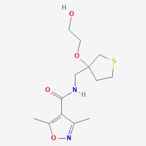 molecular formula C13H20N2O4S B2498562 N-((3-(2-hydroxyethoxy)tetrahydrothiophen-3-yl)methyl)-3,5-dimethylisoxazole-4-carboxamide CAS No. 2309735-78-0