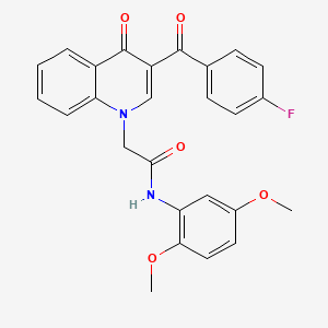 molecular formula C26H21FN2O5 B2498589 N-(2,5-dimethoxyphenyl)-2-(3-(4-fluorobenzoyl)-4-oxoquinolin-1(4H)-yl)acetamide CAS No. 895652-04-7