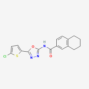 molecular formula C17H14ClN3O2S B2498631 N-[5-(5-chlorothiophen-2-yl)-1,3,4-oxadiazol-2-yl]-5,6,7,8-tetrahydronaphthalene-2-carboxamide CAS No. 888410-66-0