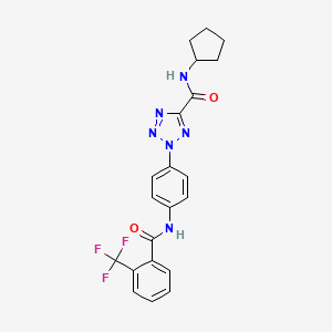 molecular formula C21H19F3N6O2 B2498695 N-cyclopentyl-2-(4-(2-(trifluoromethyl)benzamido)phenyl)-2H-tetrazole-5-carboxamide CAS No. 1396800-51-3