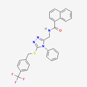 molecular formula C28H21F3N4OS B2498780 N-((4-phenyl-5-((4-(trifluoromethyl)benzyl)thio)-4H-1,2,4-triazol-3-yl)methyl)-1-naphthamide CAS No. 391947-21-0