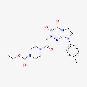 molecular formula C21H26N6O5 B2498809 ethyl 4-(2-(3,4-dioxo-8-(p-tolyl)-3,4,7,8-tetrahydroimidazo[2,1-c][1,2,4]triazin-2(6H)-yl)acetyl)piperazine-1-carboxylate CAS No. 941891-20-9