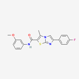 molecular formula C20H16FN3O2S B2498836 6-(4-fluorophenyl)-N-(3-methoxyphenyl)-3-methylimidazo[2,1-b][1,3]thiazole-2-carboxamide CAS No. 852134-24-8
