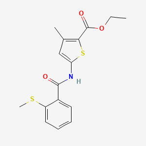 molecular formula C16H17NO3S2 B2498897 Ethyl 3-methyl-5-(2-(methylthio)benzamido)thiophene-2-carboxylate CAS No. 896349-08-9