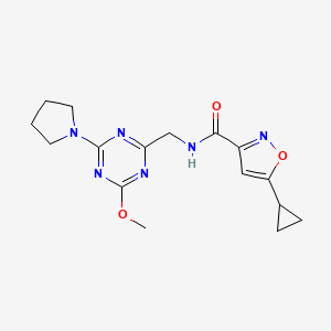 5-cyclopropyl-N-((4-methoxy-6-(pyrrolidin-1-yl)-1,3,5-triazin-2-yl)methyl)isoxazole-3-carboxamide