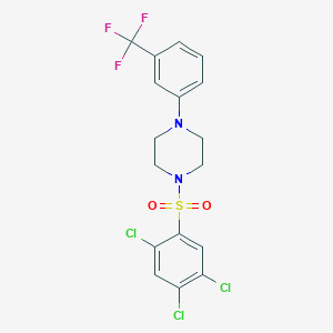 molecular formula C17H14Cl3F3N2O2S B2498927 1-(2,4,5-Trichlorophenyl)sulfonyl-4-[3-(trifluoromethyl)phenyl]piperazine CAS No. 669705-63-9