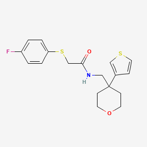 2-((4-fluorophenyl)thio)-N-((4-(thiophen-3-yl)tetrahydro-2H-pyran-4-yl)methyl)acetamide
