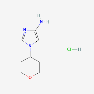 molecular formula C8H14ClN3O B2498937 1-(四氢-2H-吡喃-4-基)-1H-咪唑-4-胺 盐酸盐 CAS No. 2197061-95-1