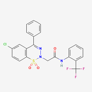 molecular formula C22H15ClF3N3O3S B2498941 2-(6-chloro-1,1-dioxido-4-phenyl-2H-1,2,3-benzothiadiazin-2-yl)-N-[2-(trifluoromethyl)phenyl]acetamide CAS No. 1029753-92-1