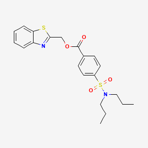 molecular formula C21H24N2O4S2 B2498945 1,3-Benzothiazol-2-ylmethyl 4-(dipropylsulfamoyl)benzoate CAS No. 391228-56-1