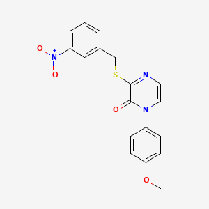 molecular formula C18H15N3O4S B2498960 1-(4-methoxyphenyl)-3-((3-nitrobenzyl)thio)pyrazin-2(1H)-one CAS No. 946330-31-0
