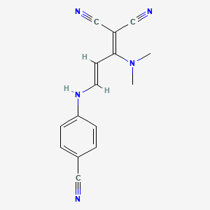 molecular formula C15H13N5 B2498961 2-[3-(4-Cyanoanilino)-1-(dimethylamino)-2-propenylidene]malononitrile CAS No. 1164550-86-0