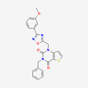 molecular formula C23H18N4O4S B2498966 3-Benzyl-1-[[3-(3-methoxyphenyl)-1,2,4-oxadiazol-5-yl]methyl]thieno[3,2-d]pyrimidine-2,4-dione CAS No. 1251617-08-9