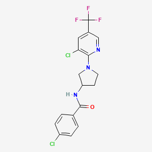 4-Chloro-N-[1-[3-chloro-5-(trifluoromethyl)pyridin-2-yl]pyrrolidin-3-yl]benzamide