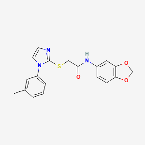 N-(benzo[d][1,3]dioxol-5-yl)-2-((1-(m-tolyl)-1H-imidazol-2-yl)thio)acetamide